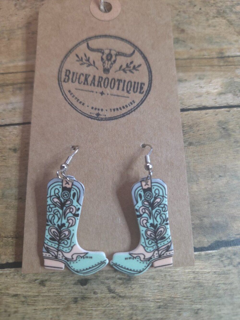 Turquoise Cowgirl Boot Earrings Western Boho Rodeo Boutique Jewelry
